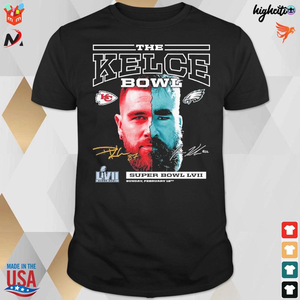 Kansas city Chiefs vs Philadelphia eagles super bowl lviI matchup the Kelce bowl signatures t-shirt