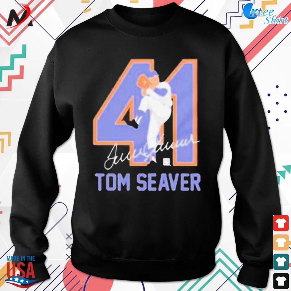 Men's Teambrown Tom Seaver Baseball Hall of Fame Member Signature Black T- Shirt