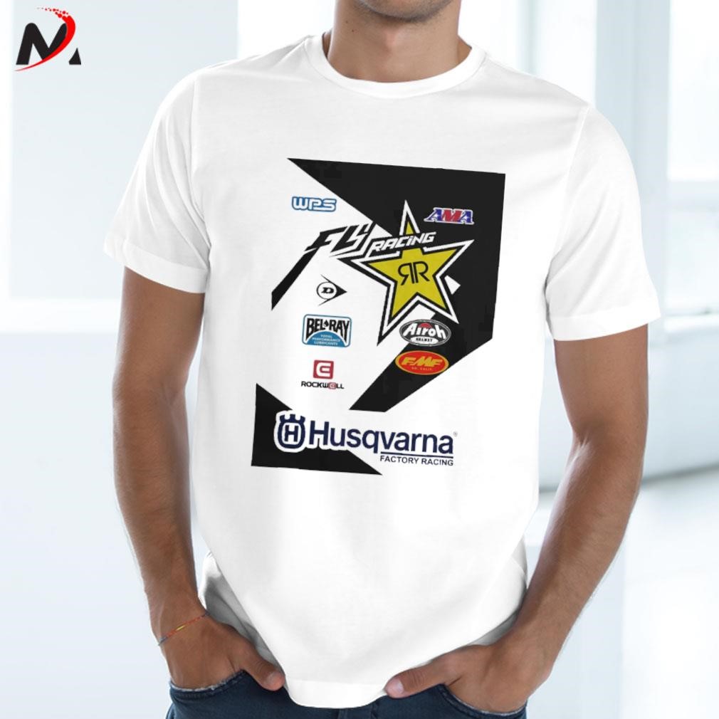 Awesome Fly racing team husqvarna rockstar logo design t-shirt, hoodie, sweater, sleeve tank top