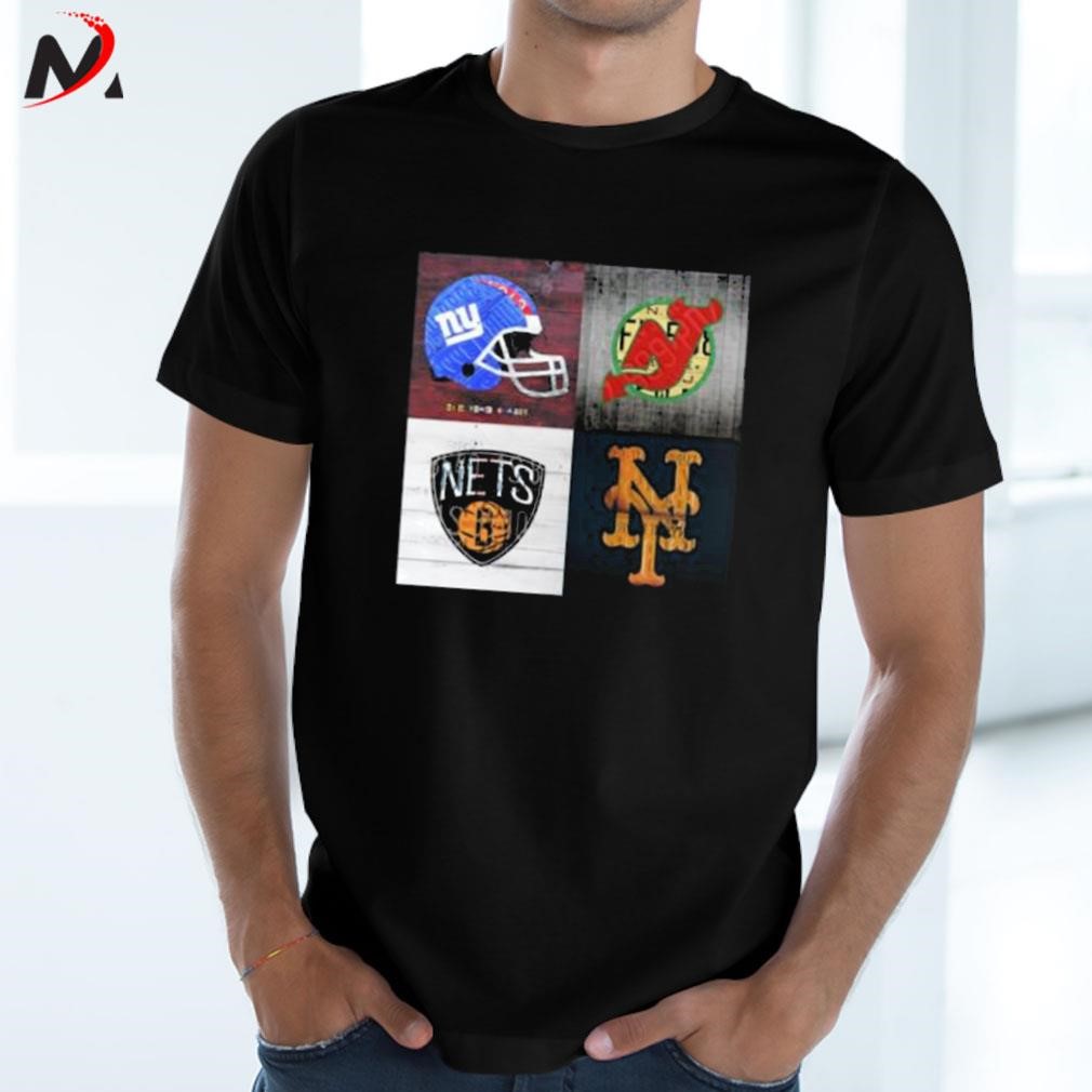 New York Sports Team License Plate Art Collage Giants Devils Nets Mets V6  Shirt, hoodie, longsleeve, sweater