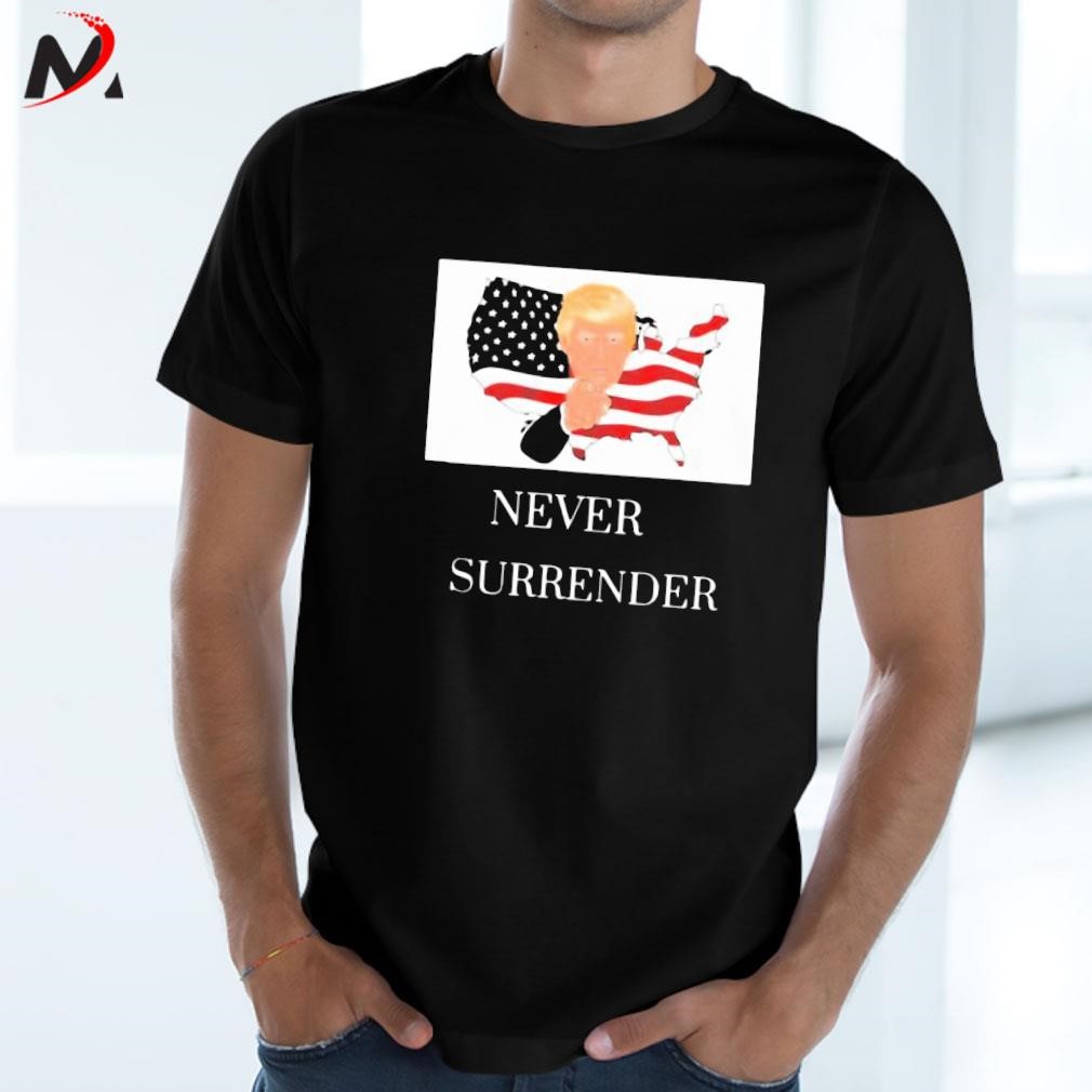 Awesome Donald Trump Mugshot Never Surrender America Map art design T-shirt