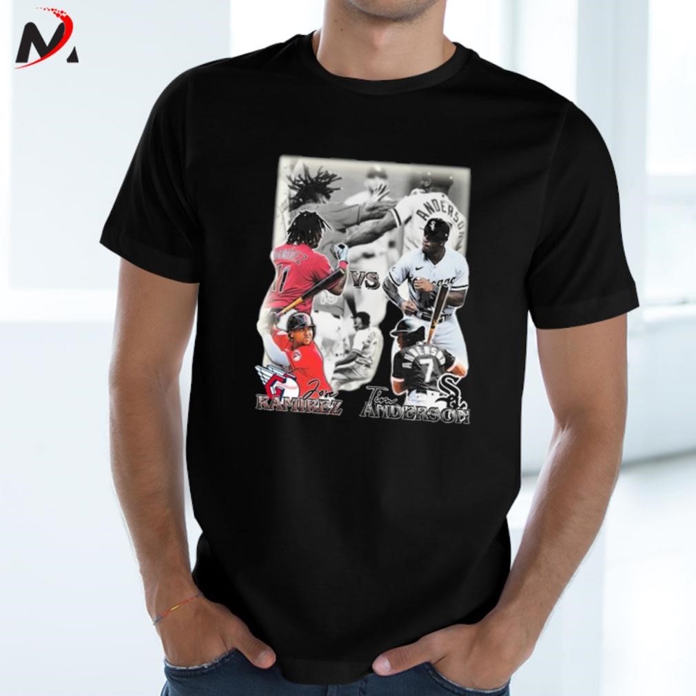 Awesome Down goes Anderson Jose Ramirez vs Tim Anderson photo design t-shirt