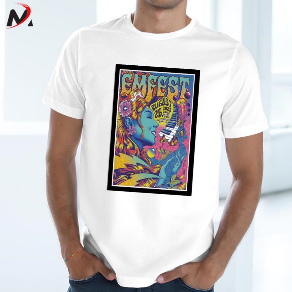Awesome Emfest festival august 26 2023 Pasea hotel and Spa Huntington beach CA art poster design t-shirt