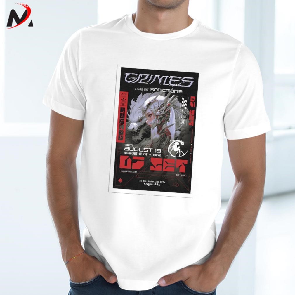 Awesome Grimes live at Sonic Mania Makuhari messe Tokyo august 18 2023 art poster design t-shirt