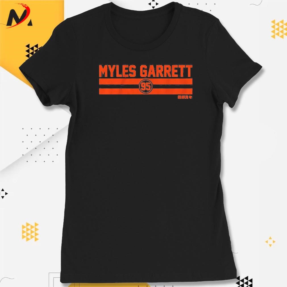 Myles Garrett Name Number Stripe Logo Design Shirt