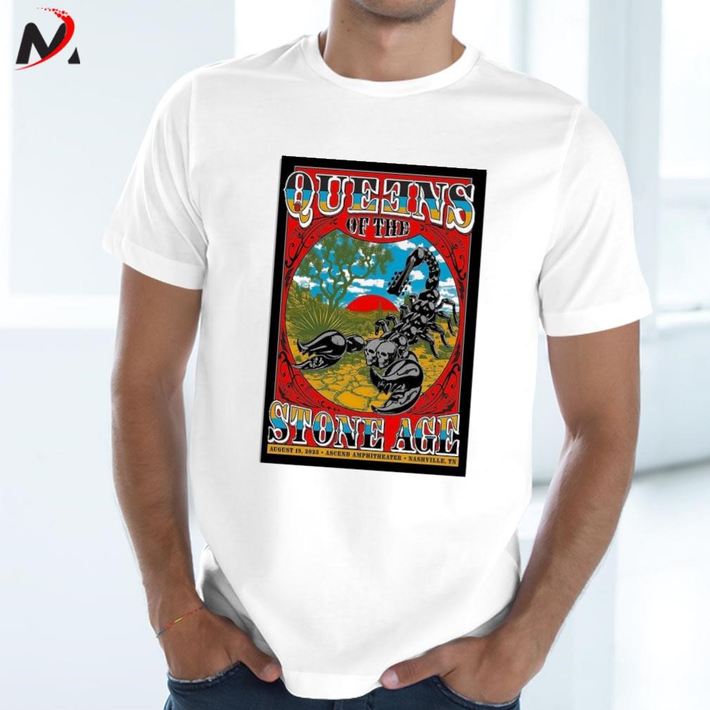 Awesome Queens of the stone age aug 19 2023 Ascend amphitheater Nashville TN art poster design t-shirt