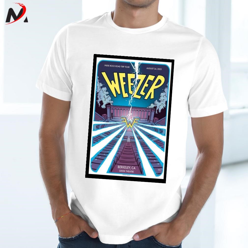 Hvilken en Soak belønning Awesome Weezer Rock Band Indie Rock Road Trip Berkeley CA Greek Theatre  August Tour 2023 art poster design T-shirt, hoodie, sweater, long sleeve  and tank top