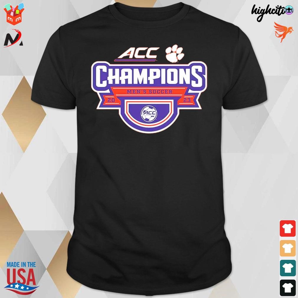 Official Clemson Tigers 2023 Acc Men's Soccer Conference Tournament Champions Locker Room T-shirt