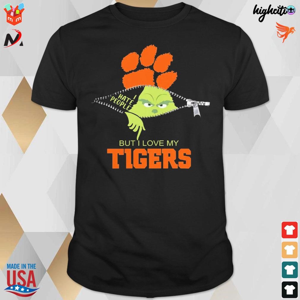 Official Clemson Tigers Grinch Zipper I Hate People But I Love My Clemson Tigers Christmas 2023 T-shirt