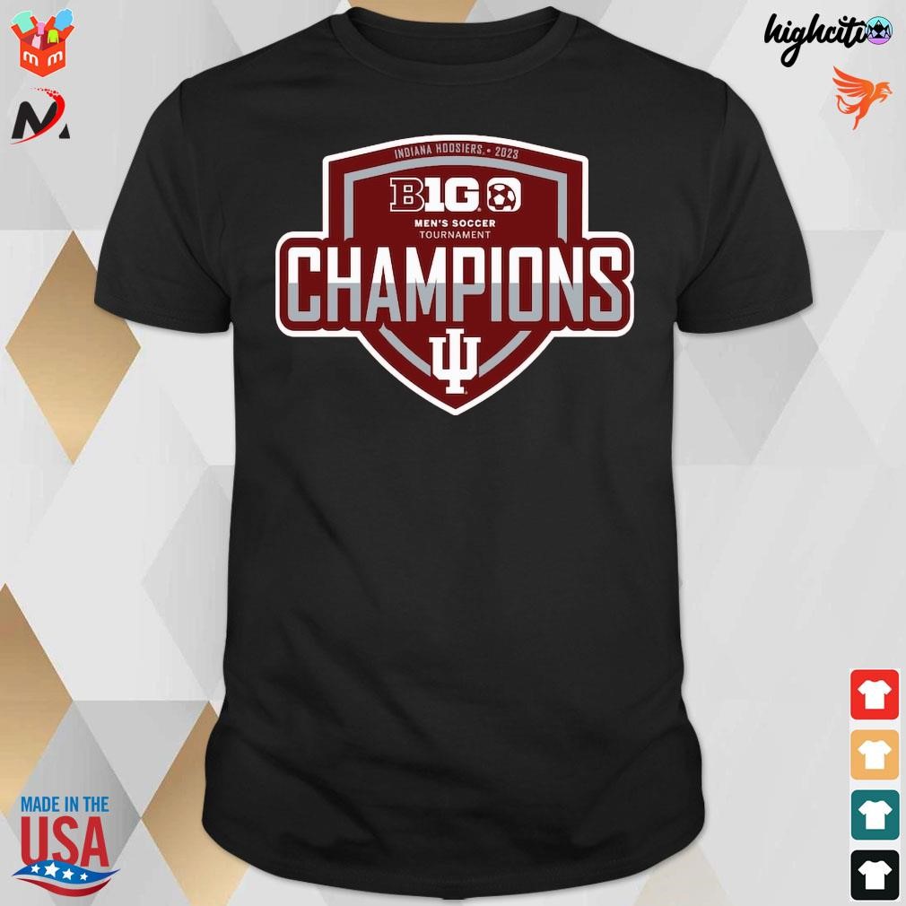 Official Crimson Indiana Hoosiers 2023 Big Ten Men's Soccer Conference Tournament Champions Locker Room T-shirt
