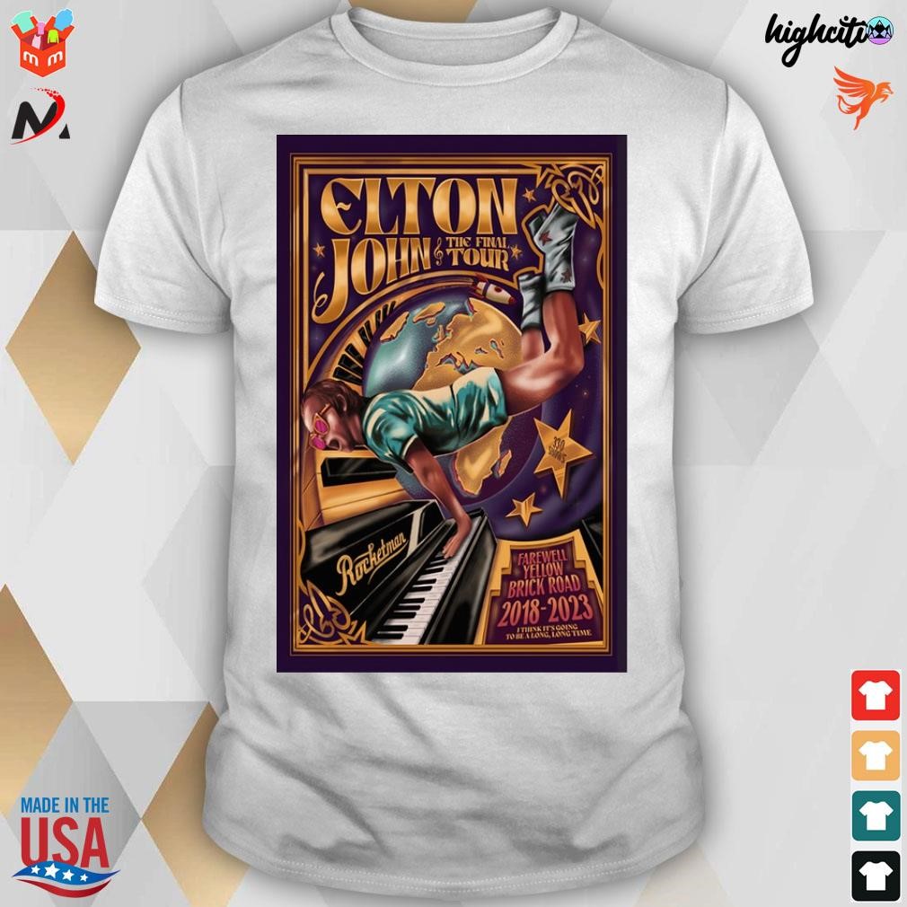 Official Elton John The Final Tour 2018-2023 Farewell Yellow Brick Road poster t-shirt