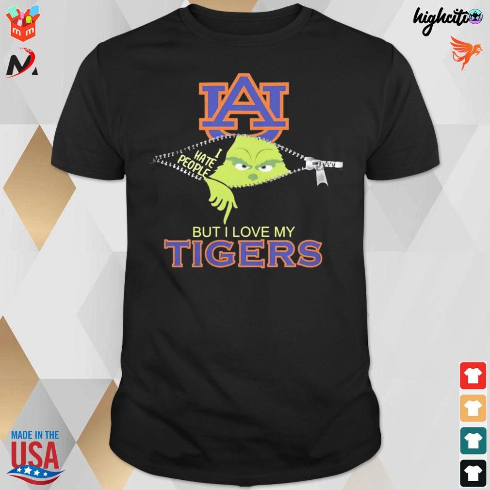 Official Grinch Zipper I Hate People But I Love My Auburn Tigers Christmas 2023 T-shirt