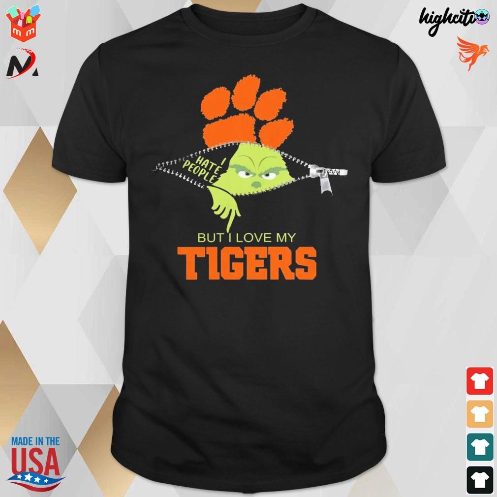 Official Grinch Zipper I Hate People But I Love My Clemson Tigers Christmas 2023 T-shirt