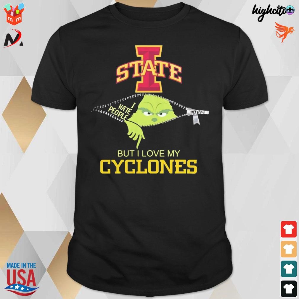 Official Grinch Zipper I Hate People But I Love My Iowa State Cyclones Christmas 2023 T-shirt