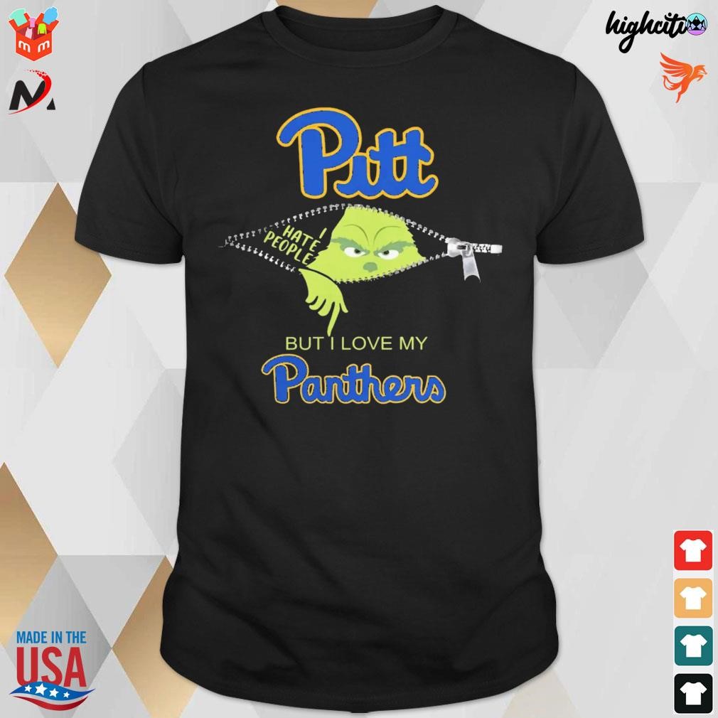 Official Grinch Zipper I Hate People But I Love My Pittsburgh Panthers Christmas 2023 T-shirt