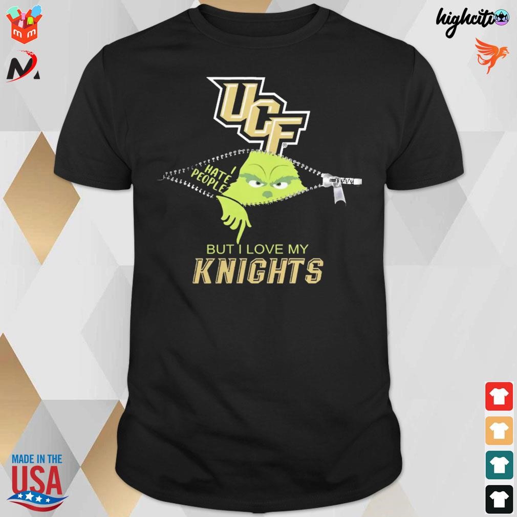 Official Grinch Zipper I Hate People But I Love My Ucf Knights Christmas 2023 T-shirt