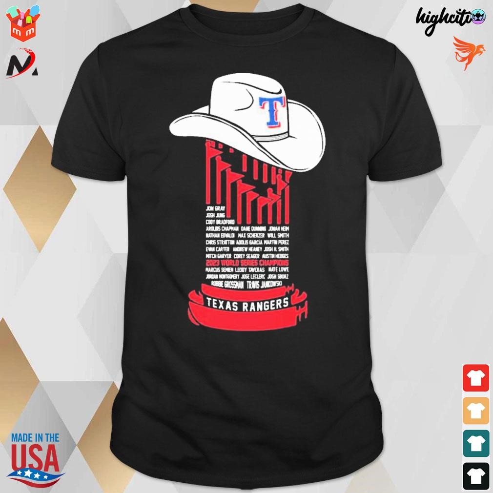 Texas Rangers World Series Champions 2023 Trophy Names t-shirt