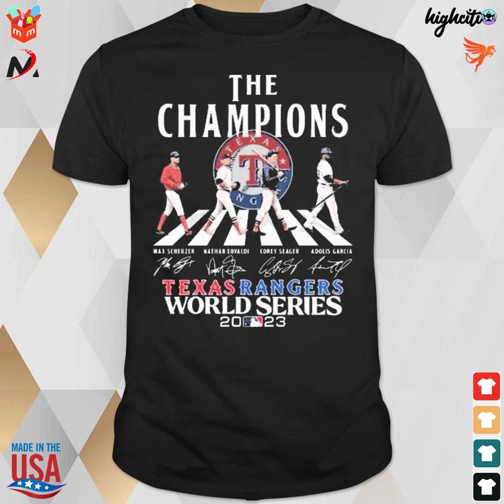 The Champions Texas Rangers Abbey Road 2023 Signatures t-shirt
